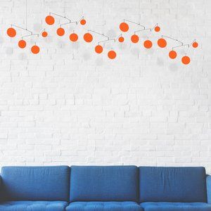 Orange Atomic Mobile Hanging Kinetic Handmade Art